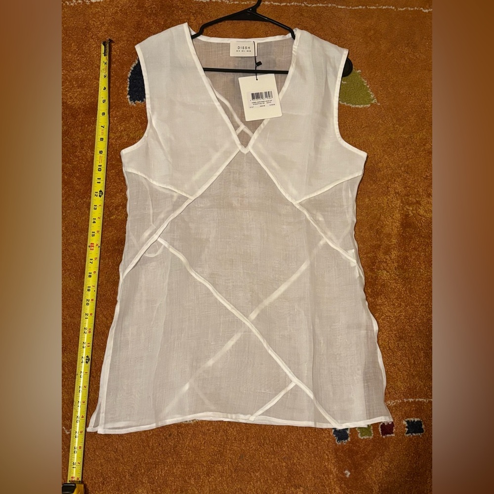 Brand New Never Worn DISSH White Ramie V-Neck Top - Picture 6 of 12